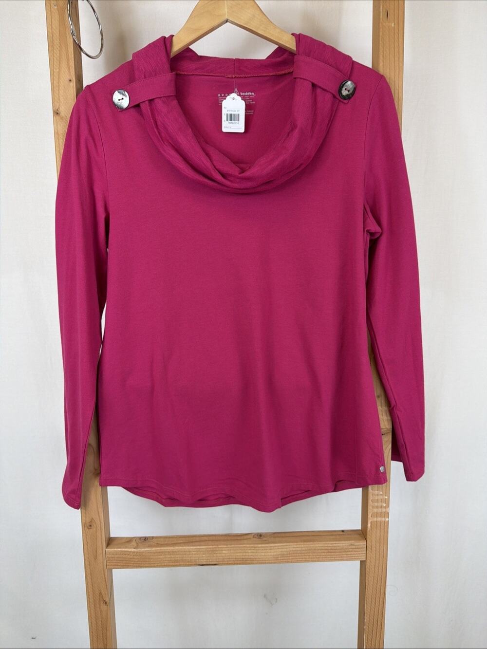 Neon Buddha Hot Pink Long Sleeve Cowl Neck Tunic #1218 Size LARGE